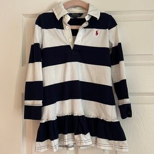 Polo girls striped navy and white dress